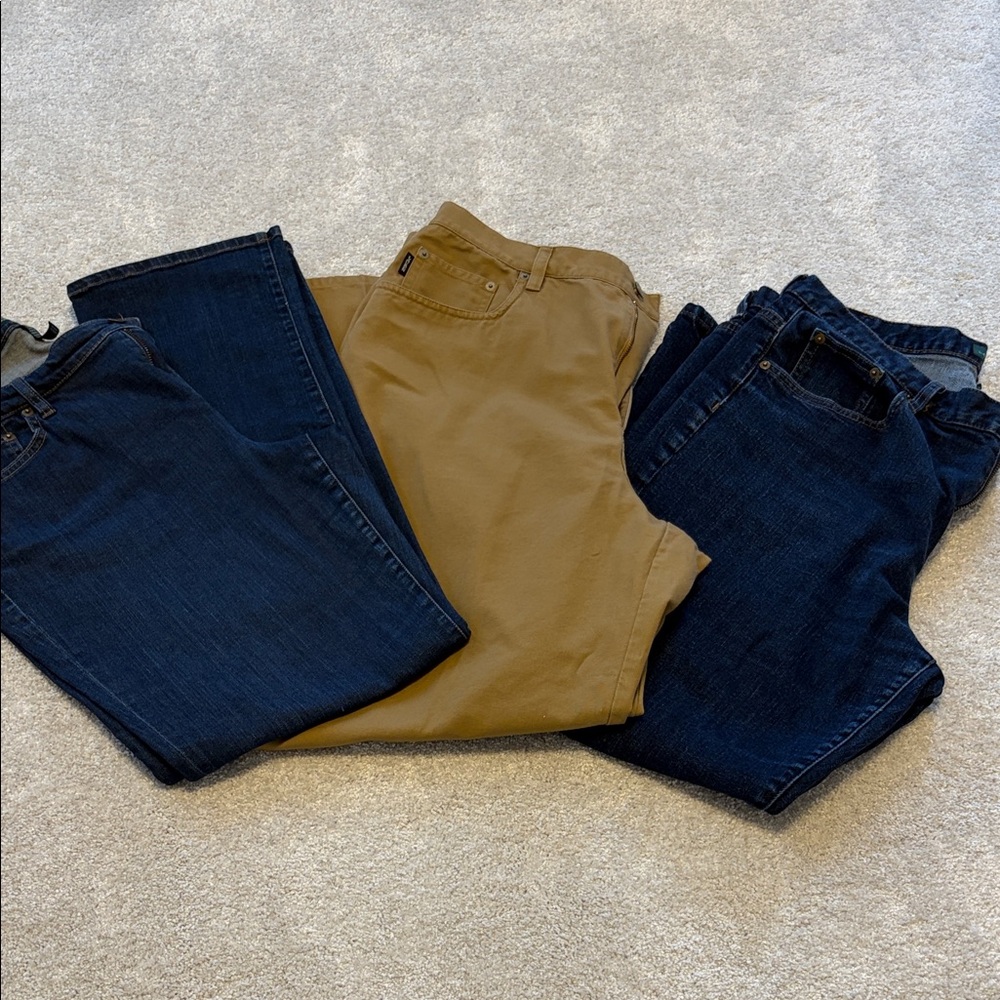 Ralph Lauren Women's Classic Blue and Tan Straight Jeans